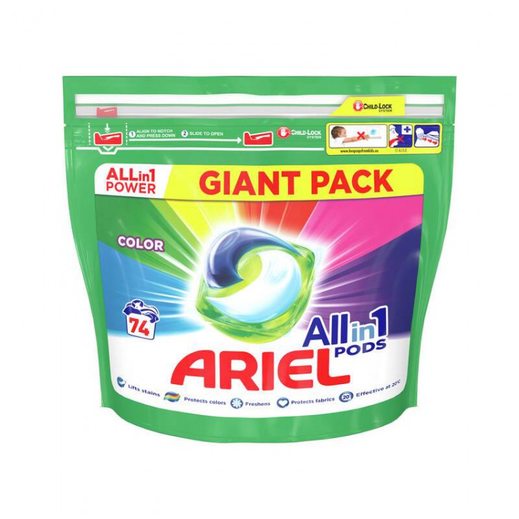 Ariel kapsle 74ks Color All in 1 | Prací prostředky - Prací gely, tablety a mýdla